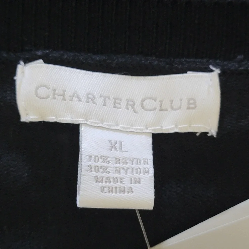 Charter Club Cardigan Women XL Black Button Front Long Sleeve Knit Sweater NWT - Picture 4 of 7
